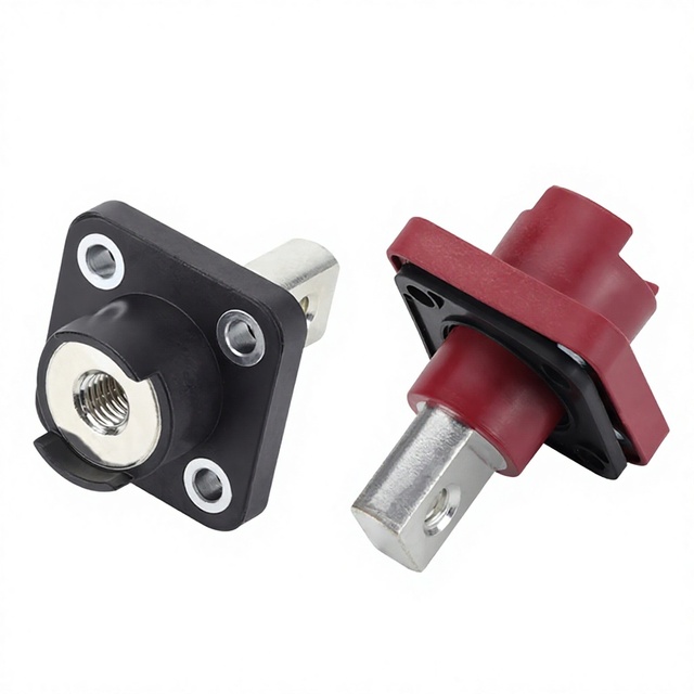 200A Cable Connector with Insulated Protective Panel Square High-power Wall-through Power Connection Pillar Battery Terminal