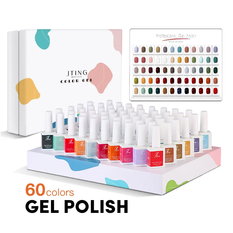 JTING 2022 hot popular free private label design 60 colours nail art uv led Gel Nail Polish set custom unique luxury 15ml bottle