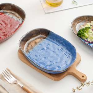 Belle vaisselle en céramique vintage de haute qualité motif de marteau brûlant <span class=keywords><strong>jetable</strong></span> plat de poisson poterie brute pour les fêtes à la maison - Product Image 4
