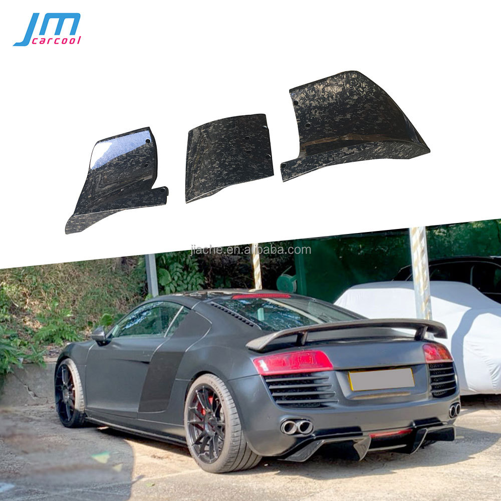 3 шт., Автомобильный задний спойлер из углеродного волокна для Audi R8 V8 V10 2008 - 2015 FRP/кованый УГЛЕРОДНЫЙ Задний бампер