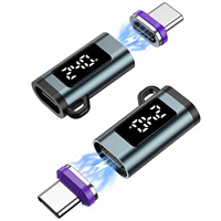 Adaptor USB C Magnetik 240W 24Pin dengan Layar Digital, 80Gbps USB4.0, Konverter Video 16K60Hz, OTP Universal untuk Perjalanan, Laptop, Kamera, Berbagai Merek