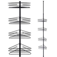Étagère de douche télescopique fixe pour salle de bain, étagère de rangement multi-niveaux, panier organisateur combiné