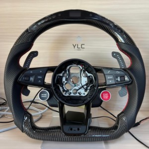 Volant Realsun R8 Style avec bouton de démarrage/arrêt du moteur et sélecteur de mode de conduite pour <span class=keywords><strong>Audi</strong></span> A3 S3 A4 B9 S4 A5 S5 A6 S6 A7 A8 Q3 Q5 Q7 - Product Image 1