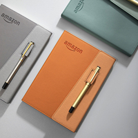 Cadeau d'entreprise de marque personnalisée Carnet de notes portable en cuir PU avec porte-stylo pour journaux d'affaires Carnet avec logo imprimé