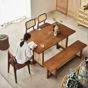 Table à manger en teck massif moderne en forme de L, écologique, durable, pour l'intérieur et l'extérieur, meubles de salle à manger - Product Image 2