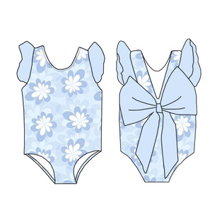 <span class=keywords><strong>Costume</strong></span> <span class=keywords><strong>da</strong></span> bagno intero personalizzato con lacci per bambine, collezione Estate 2026 - Abbigliamento boutique per bambini per spiaggia e piscina - Product Image 2