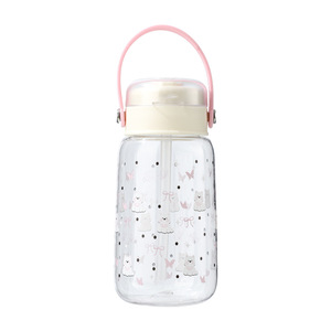 Hao Cai Double Drinking Plastic Cup With <b>Straw</b> <b>Reusable</b> Portable Water Bottle For Students Travel Outdoor Use - Product Image 2