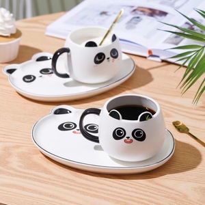 Taza de Cerámica con Diseño de Panda Kawaii, Tazas de Café con Plato para Desayuno - Product Image 1