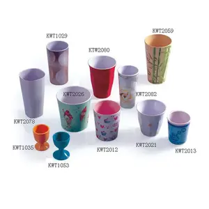 Bamboo fiber Food safety modern melamine mug cup plastic baby cup water and coffee cup with different size and shapes