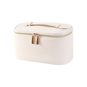 กระเป๋าเครื่องสำอาง PU สไตล์วินเทจสำหรับผู้หญิงความจุขนาดใหญ่กันน้ำได้สำหรับเดินทาง - Product Image 1