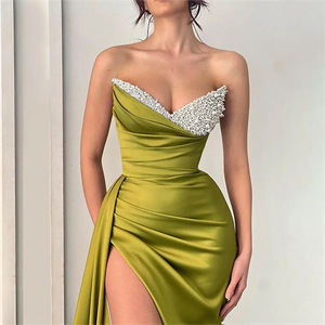 Buy In Bulk Grass Green Dress Fashionable V-Neck Design | Alibaba.com