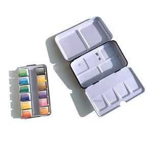 12 colori a tinta unita di vernice di colore di acqua pan torta set con scatola di latta portatile - Product Image 6