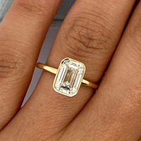 2 Karat Zümrüt Kesim Geometrik Haleli Laboratuvar Üretimi Elmas Nişan Yüzüğü 10K 14K 18K Som Sarı Altın IGI Sertifikalı CVD/HPHT Özel Yapım