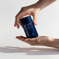 Boca ancha 60PCS Envase de vidrio Azul esmerilado Suplemento de píldora Cápsula Botella de vidrio con tapón de rosca para uso en productos de salud