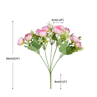 Buket Mawar Buatan, Bunga Sutra Buatan, Mawar Peony Kecil, Mawar Teh untuk Dekorasi Acara, Kue Pernikahan, dan Hadiah