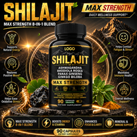 Capsules de Shilajit en gros, complément alimentaire à base de plantes avec Ashwagandha, Rhodiola, Ginseng, marque privée, OEM, ODM, approvisionnement en vrac