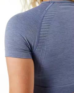 Débardeur court sans couture pour femme, t-shirt de yoga à manches courtes, doux - Product Image 3