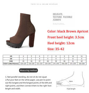 2025 Women's Boots <b>Round</b> <b>Toe</b> Thick <b>Heel</b> Fish Mouth Design High Elasticity Breathability for Slimming for Autumn Winter - Product Image 6