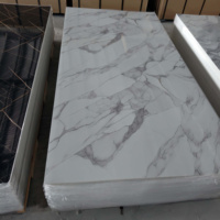 Panneau mural décoratif ignifuge et imperméable en PVC gris clair avec revêtement UV et motif marbré |   Design européen moderne