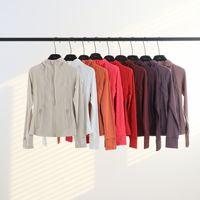 Veste de yoga pour femme de qualité supérieure, personnalisable avec logo, extensible dans les quatre sens, coupe classique, respirante, idéale pour la gym, l'entraînement et la course à pied
