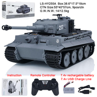 Char de combat RC 1/24, télécommande 2.4G, char allemand Tiger de la Seconde Guerre mondiale, véhicule blindé électrique avec tir, jouet éducatif, kit de modèle