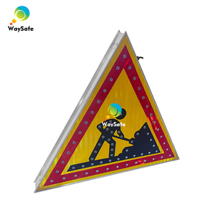 70x70cm Temporary Road Construction <strong>Sign</strong> / Emergency Solar Traffic <strong>Warning</strong> <strong>Triangle</strong> <strong>Sign</strong> Board - Product Image 3