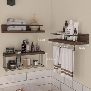 <b>Wall</b> Mounted <b>Floating</b> <b>Shelf</b> Bathroom Kitchen Storage Rack 3 Tier Rectangle Durable <b>Wall</b> Mounted Custom Size - Product Image 2