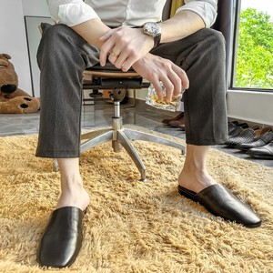 Scarpe Eleganti da <span class=keywords><strong>Uomo</strong></span> di Alta Qualità, <span class=keywords><strong>Mocassini</strong></span> in Vera Pelle Nera, Ciabatte con Punta Chiusa, Tendenza Moda, Mezze Ciabatte Estive - Product Image 3