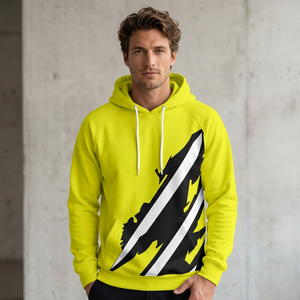 Sudadera con Capucha Amarilla para Hombre, Corte Regular, Estampado por Sublimación, con Bolsillo, Estilo Casual, para Otoño - Product Image 1