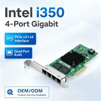 Tarjeta de Red para Servidor Gigabit Ethernet de Cuatro Puertos con Chip I350, Adaptador LAN PCIe X4 RJ45 para Firewall, Router, Servidor, PC