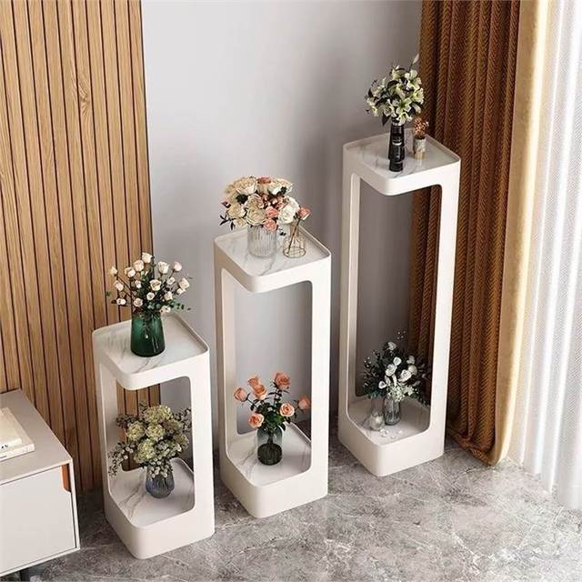 Multi-Layer Modern Luxury Stainless Steel & Marble Top Handmade Console Table Floor-Standing Living Room Furniture with Storage