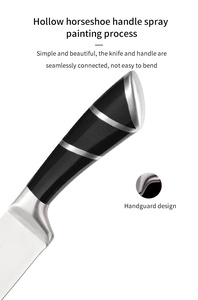 Afilador de chef de acero inoxidable para cocina, 9 Uds., pelador de cizalla, juego de cuchillos de cocina con mango de <span class=keywords><strong>herradura</strong></span> hueca - Product Image 4