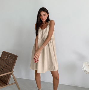 sachin and babi light blue dress R.Vivimos Women Summer Half Sleeve Cotton Ruffled Vintage Elegant Backless  A Line Flowy Long Dresses main image 1