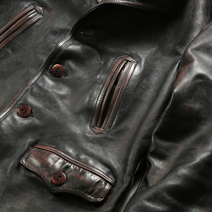 Abbigliamento all'Ingrosso Giacche da <span class=keywords><strong>Uomo</strong></span> Casual Antivento Personalizzate in Vera <span class=keywords><strong>Pelle</strong></span> di Cavallo di Alta Qualità - Product Image 2