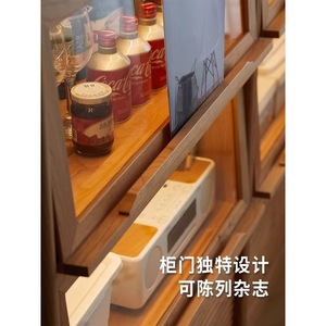 Nordic <b>Solid</b> <b>Wood</b> <b>Bookcase</b> Japanese Cherry <b>Wood</b> Floor Standing Storage Display Cabinet Full Wall Combination With Glass Doors - Product Image 4