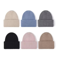 Gorro de punto grueso con puños acanalados, logotipo de parche bordado en chenilla personalizado, gorro cálido de invierno para esquí al aire libre