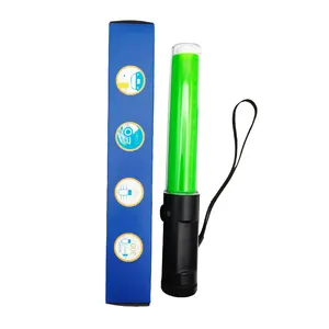 Tongkat peringatan led lalu lintas, tongkat strobo reflektif 26cm basis magnetik, tongkat peringatan berkedip merah, tongkat keselamatan lalu lintas led