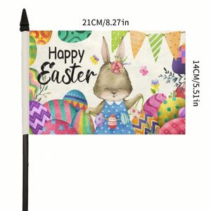 Factory Wholesale Easter Desktop Flag 8.3X 5.5-Inch Mini Black ABS <b>Bracket</b> with Customizable Polyester Pennant Banners - Product Image 2