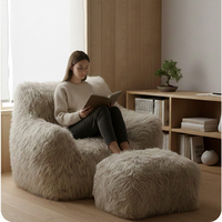 Canapé compact, fauteuil de détente pour personne paresseuse, tissu en peluche longue, adapté au salon, à la chambre à coucher, au balcon, petit canapé
