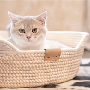 Hamaca para gatos de trabajo de mimbre transpirable para las cuatro estaciones tejida a mano, el más vendido, rascador, camas para mascotas, proveedor OEM - Product Image 3