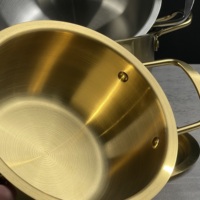 Pot de nouilles coréen en acier inoxydable 304, pot de soupe polyvalent à double poignée pour restaurant maison