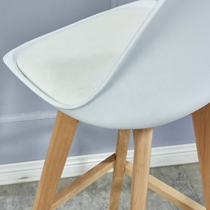 Taburete moderno de plástico blanco para bar, silla alta de madera sólida con respaldo alto, para encimera de cocina, mesa de bar, venta al por mayor - Product Image 5