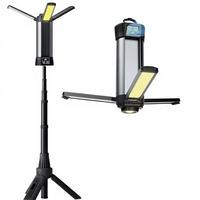 Lámpara de Trabajo LED Telescópica con Trípode, Ajustable en Altura, Recargable por USB, Portátil, con Banco de Energía para Exteriores y Reparaciones