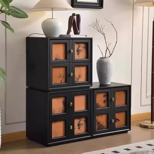 Gabinete Carmen de Estilo Moderno de Mediados de Siglo, Gabinete de Almacenamiento Lateral de Madera Sólida para Muebles del Hogar, Estilo Retro - Product Image 1