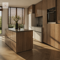 XINGRUO Meubles de cuisine modernes en bois naturel, ensembles d'armoires en contreplaqué sur mesure, grands îlots, projets de villas et d'appartements de luxe