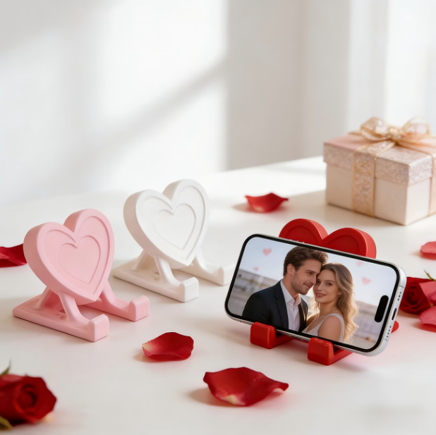 3D Printed Heart-shaped Mobile Phone Stand Accessory, Suitable for Office Desktop Ornaments Decoration