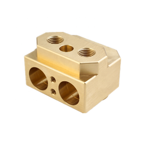Custom Precision CNC Machined Brass Valve <b>Block</b> With Thread Holes & Through Holes For Pneumatic Hydraulic Equipment - Product Image 1