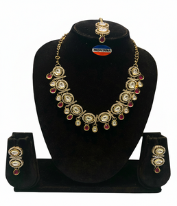 Traditional Indian Antique <b>Kundan</b> Gold Fashion <b>Jewelry</b> Set with Earrings Necklace Bridal Festivals Party Wear <b>Jewelry</b> Gift Set - Product Image 1