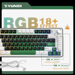 Yunzii B75 Pro 75 Keys <span class=keywords><strong>ค</strong></span>ีย์บอร์ดไร้สายแบบกลไกที่ติดด้วยความร้อน RGB PBT keycaps โหมด Tri 2.4G สำนักงานเล่นเกม - Product Image 5