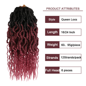 Venta caliente Queen LOCs Curly Ends cabello trenzado Ombre <span class=keywords><strong>dos</strong></span> tonos crochet Cabello sintético 16 pulgadas 24 pulgadas extensiones de cabello para <span class=keywords><strong>trenzas</strong></span> - Product Image 2